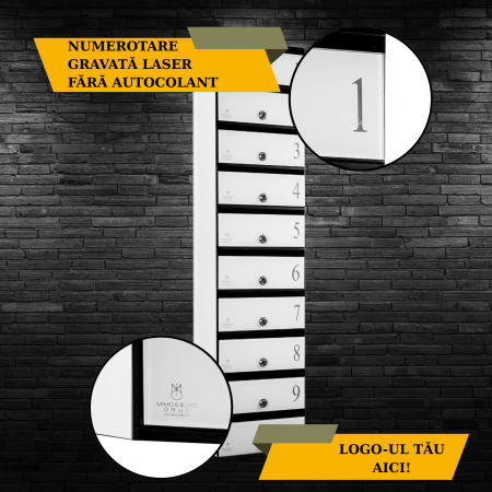 Cutie Postala Bloc Sticla Lacobel MODUL - Logo + Numar Personalizat [2]
