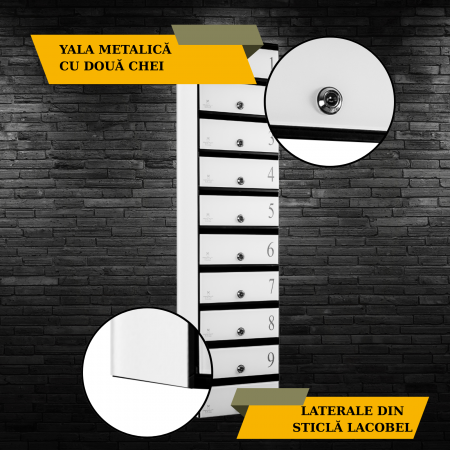 Cutie Postala Bloc Sticla Lacobel MODUL - Logo + Numar Personalizat [3]
