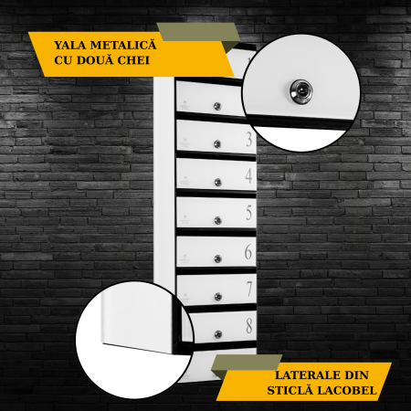 Cutie Postala Bloc Sticla Lacobel MODUL - Logo + Numar Personalizat [3]