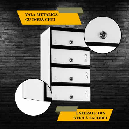 Cutie Postala Bloc Sticla Lacobel MODUL - Logo + Numar Personalizat [3]