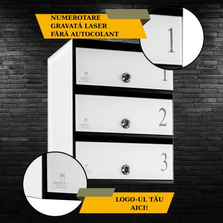Cutie Postala Bloc Sticla Lacobel MODUL - Logo + Numar Personalizat [2]