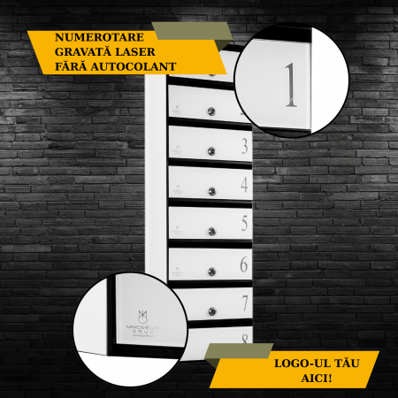 Cutie Postala Bloc Sticla Lacobel MODUL - Logo + Numar Personalizat [2]