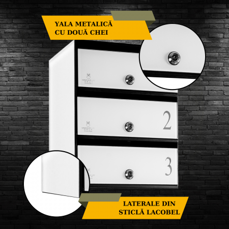 Cutie Postala Bloc Sticla Lacobel MODUL - Logo + Numar Personalizat [3]