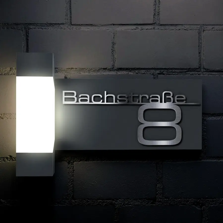 Lampă de exterior LED | Antracit | Inscripție din oțel inoxidabil | Steinbach [5]