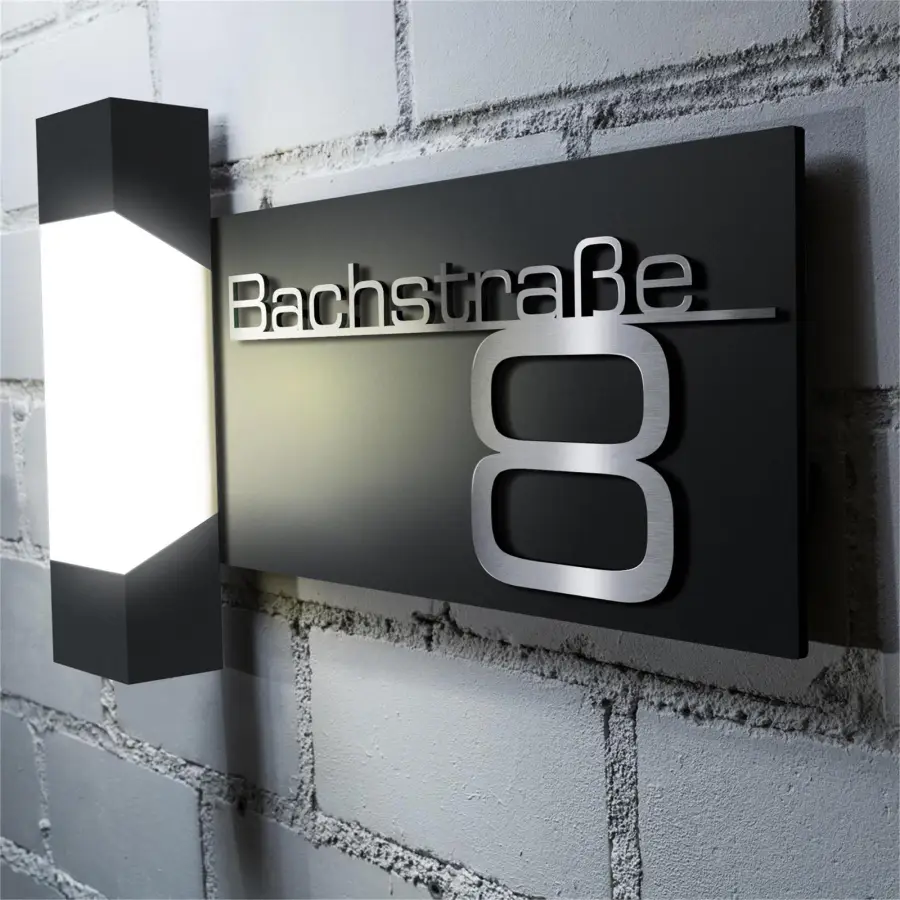 Lampă de exterior LED | Antracit | Inscripție din oțel inoxidabil | Steinbach [6]