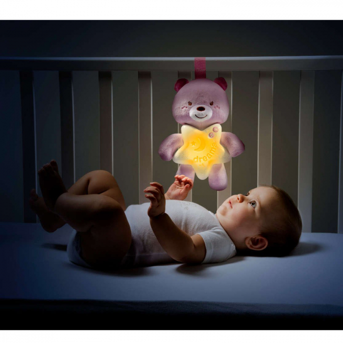 Lampa de veghe muzicala Chicco First Dreams Goodnight Bear 079704, Roz [2]