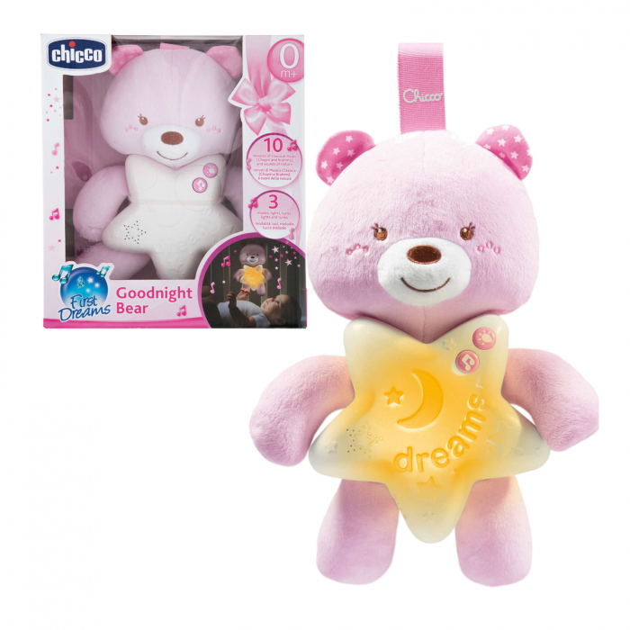 Lampa de veghe muzicala Chicco First Dreams Goodnight Bear 079704, Roz [5]