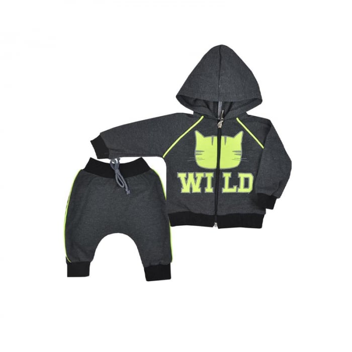 Compleu 2 piese hanorac si pantaloni pentru baieti Koala Wild 08-031-68 cm, Gri [2]