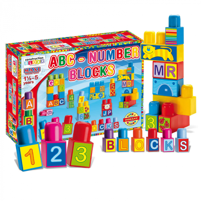 Set 64 de piese bloc de constructie pentru copii Dohany ABC - Number 113432, Multicolor [2]