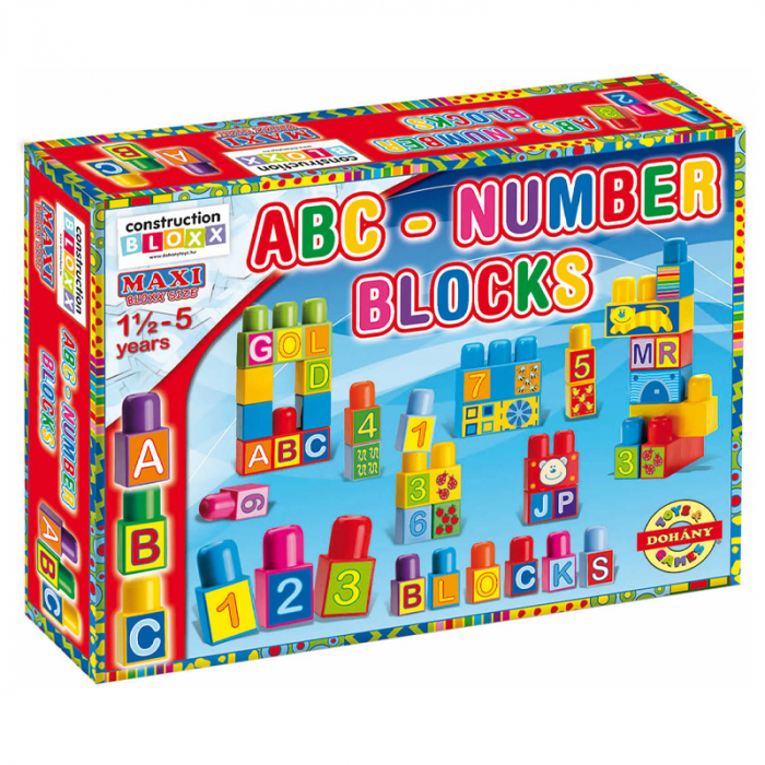 Set 64 de piese bloc de constructie pentru copii Dohany ABC - Number 113432, Multicolor [3]