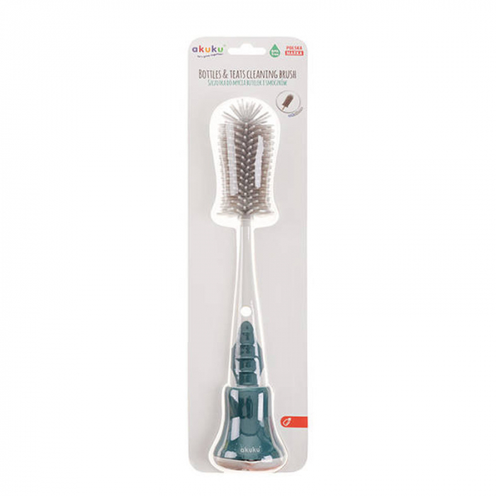 Set 2 perii din silicon pentru curatarea biberoanelor si a tetinelor Akuku A0511, Verde [6]