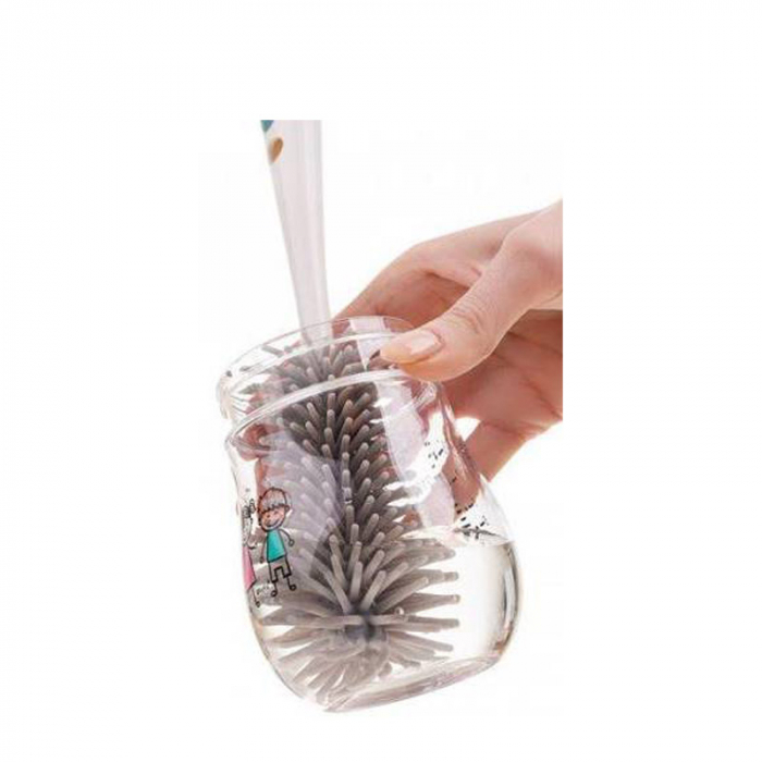 Set 2 perii din silicon pentru curatarea biberoanelor si a tetinelor Akuku A0511, Verde [3]
