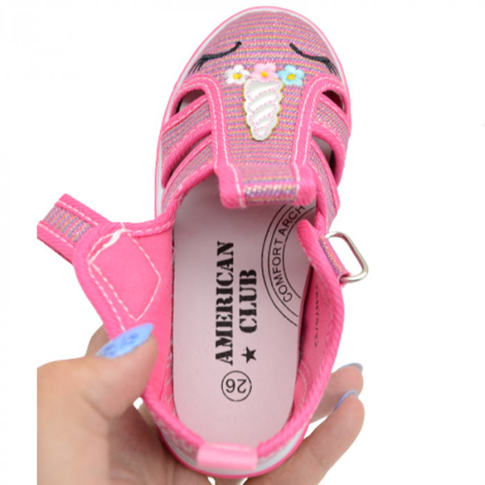 Sandale din panza pentru fete American Club TEN75/22, Fucsia [4]