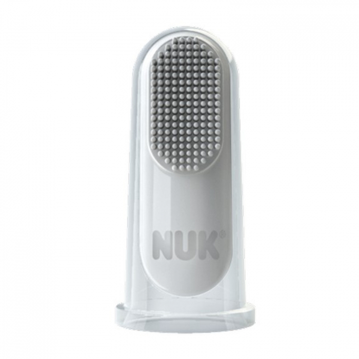 Set doua piese pasta de dinti si degetar din silicon 3-12 luni Nuk 752043, Alb [2]
