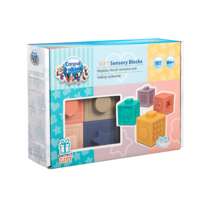 Set 12 blocuri senzoriale de constructie Canpol Babies Soft 79/102, Multicolor [2]