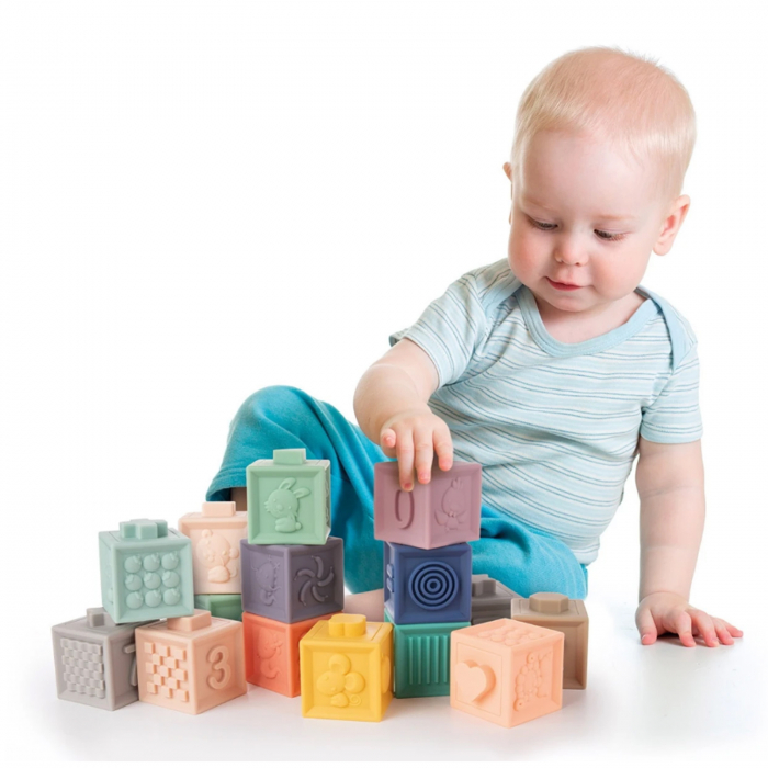 Set 12 blocuri senzoriale de constructie Canpol Babies Soft 79/102, Multicolor [5]