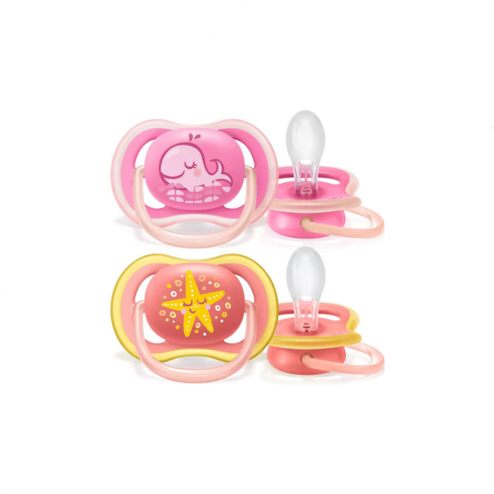 Set 2 suzete ortodontice din silicon Philips Avent Ultra Air SCF085/04, Roz [2]