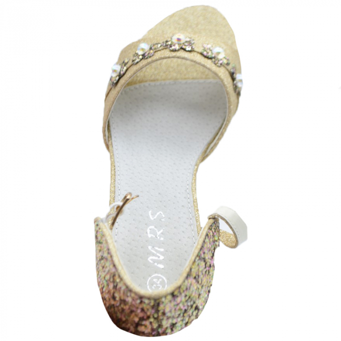 Sandale cu toc pentru fete MRS M1512-31, Auriu [4]