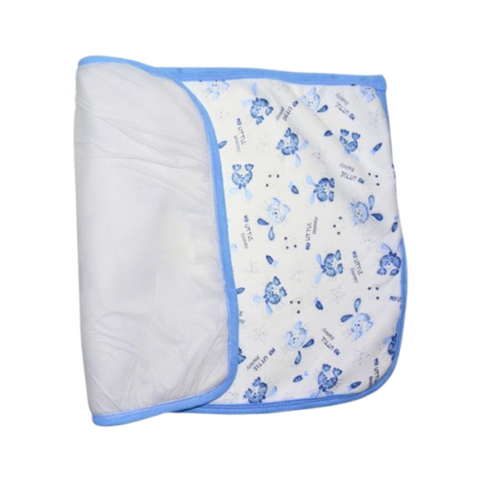 Aleza impermeabila si refolosibila din bumbac, 60 x 40 cm pentru bebe, Mini Junior ALZ0109A, Albastru [2]