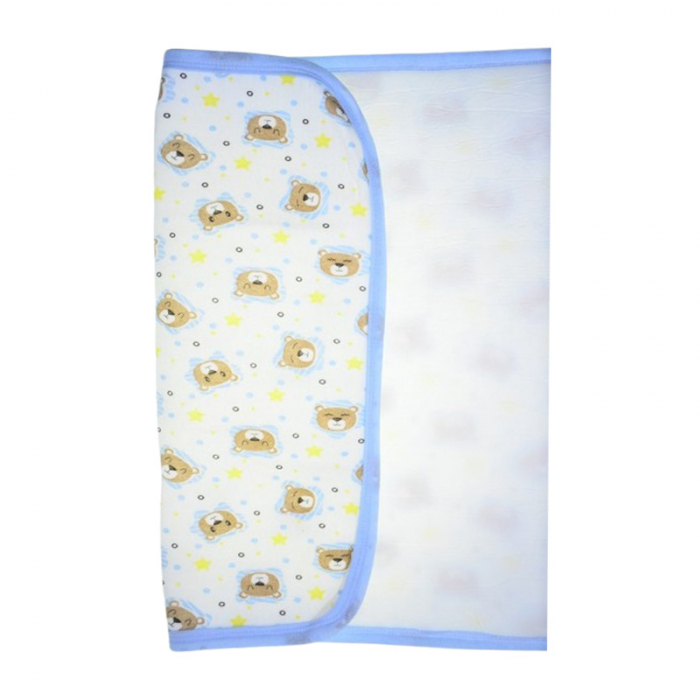 Aleza impermeabila si refolosibila din bumbac 70 x 50 cm pentru bebe, Mini Junior ALZ0109A2, Albastru [2]
