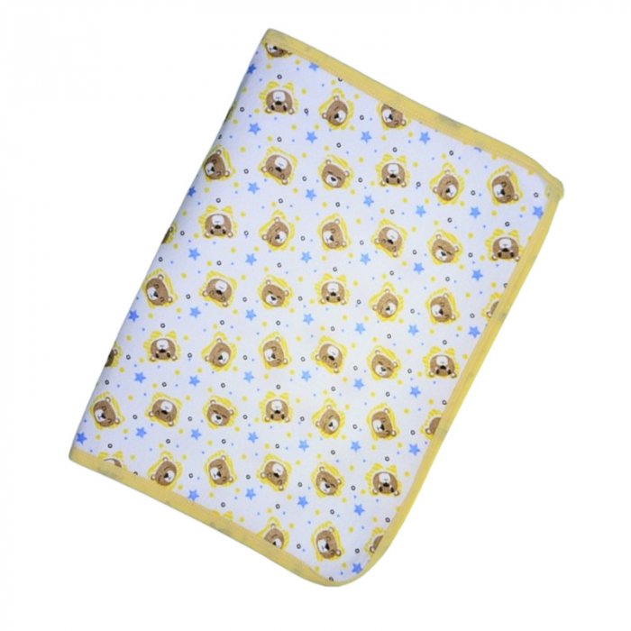 Aleza impermeabila si refolosibila din bumbac 70 x 50 cm pentru bebe, Mini Junior ALZ0109G3, Galben [1]