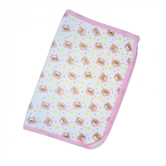 Aleza impermeabila si refolosibila din bumbac 70 x 50 cm pentru bebe, Mini Junior ALZ0109R3, Roz [1]
