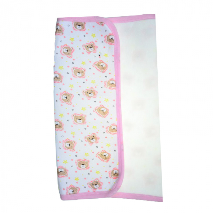 Aleza impermeabila si refolosibila din bumbac 70 x 50 cm pentru bebe, Mini Junior ALZ0109R3, Roz [3]