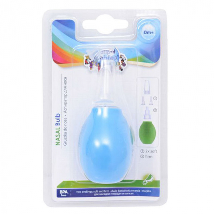 Aspirator nazal cu varf din silicon 0+ luni Canpol Babies 9/119, Albastru [2]