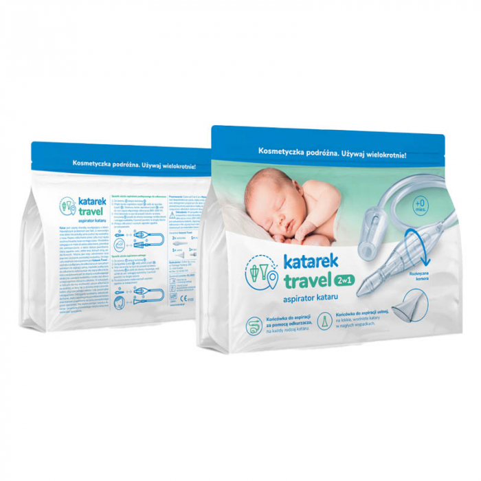 Aspirator nazal Conectat la un aspirator 2 in 1 pentru bebelusi Katarek Travel 336155, Transparent [2]