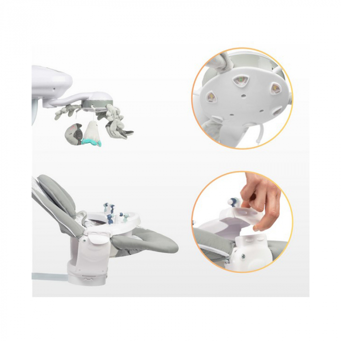 Leagan electric reglabil, cu muzica, pentru bebelusi, Caretero Raffi, 320582, Crem [9]
