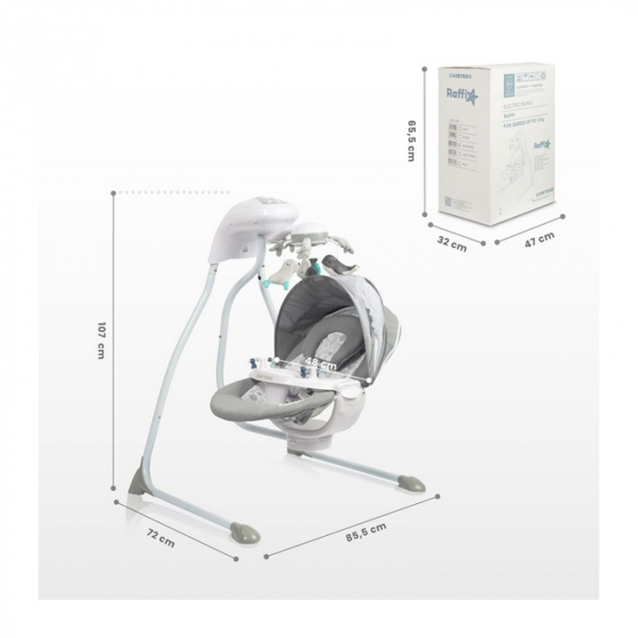 Leagan electric reglabil, cu muzica, pentru bebelusi, Caretero Raffi, 320582, Crem [10]