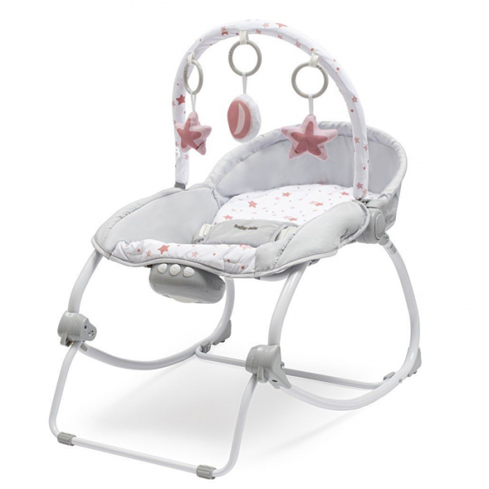 Balansoar muzical cu vibratii 2 in 1 Baby Mix MJ2103-11, Roz [2]