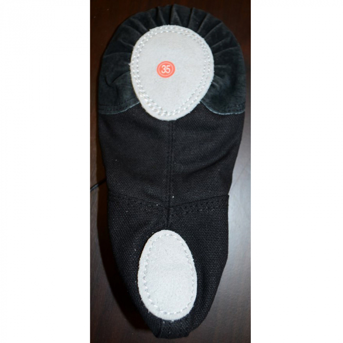 Pantofi din piele si panza pentru balet, gimnastica si dans, Mini Junior PB1111N, Negru [3]