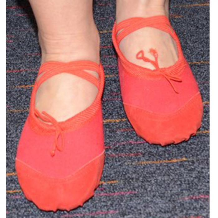 Pantofi din piele si panza pentru balet, gimnastica si dans, Mini Junior PB1111R, Rosu [3]