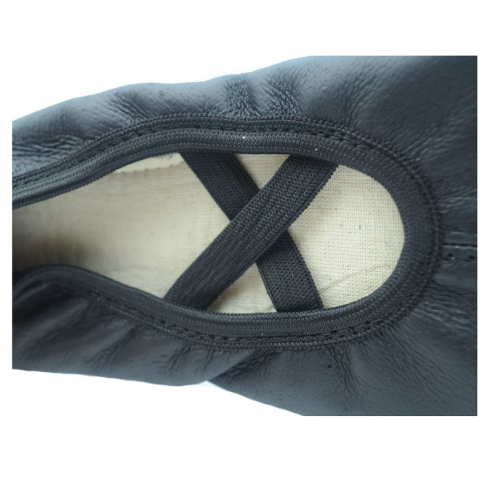 Pantofi din piele pentru balet copii Mini Junior BLR2-31, Negru [4]