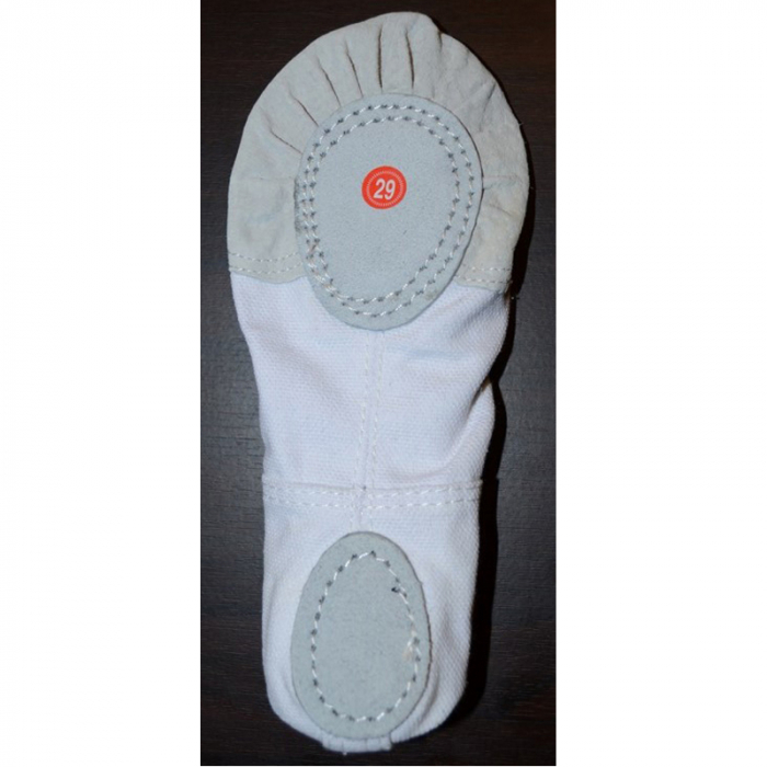 Pantofi din piele si panza pentru balet, gimnastica si dans, Mini Junior PB1111A, Alb [6]