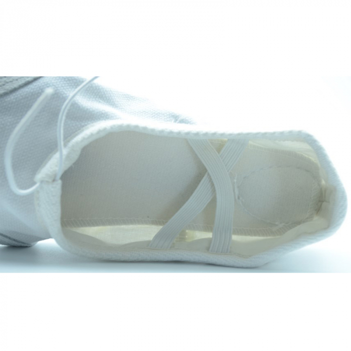 Pantofi din piele si panza pentru balet, gimnastica si dans, Mini Junior PB1111A, Alb [4]