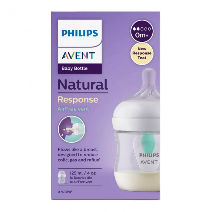 Biberon anti colici cu tetina din silicon 125 ml Philips Natural Response SCY670/01, Transparent [2]
