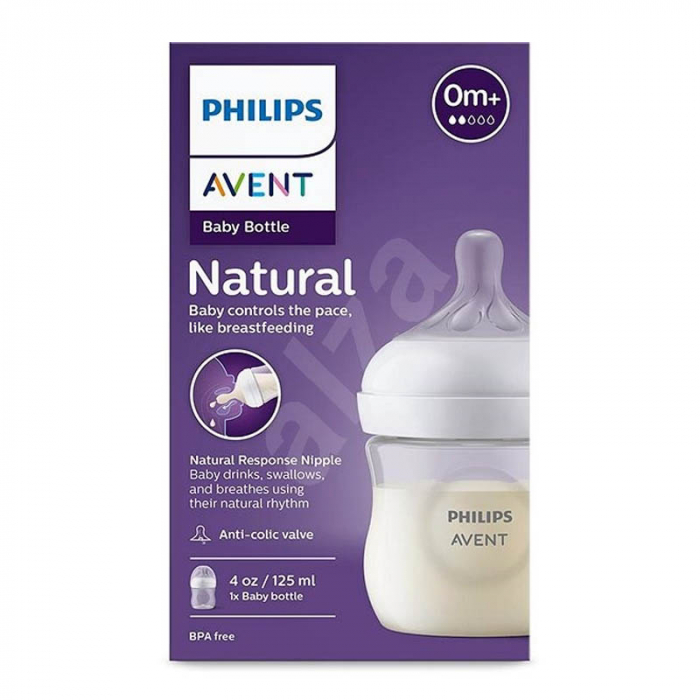Biberon cu tetina din silicon 125 ml Philips Natural Response SCY900/01, Transparent [4]