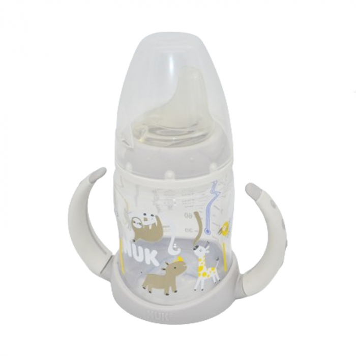 Biberon cu cioc, manere si termometru 6-18 luni M 150 ml Nuk Nature Sense 527656-1G, Gri [3]