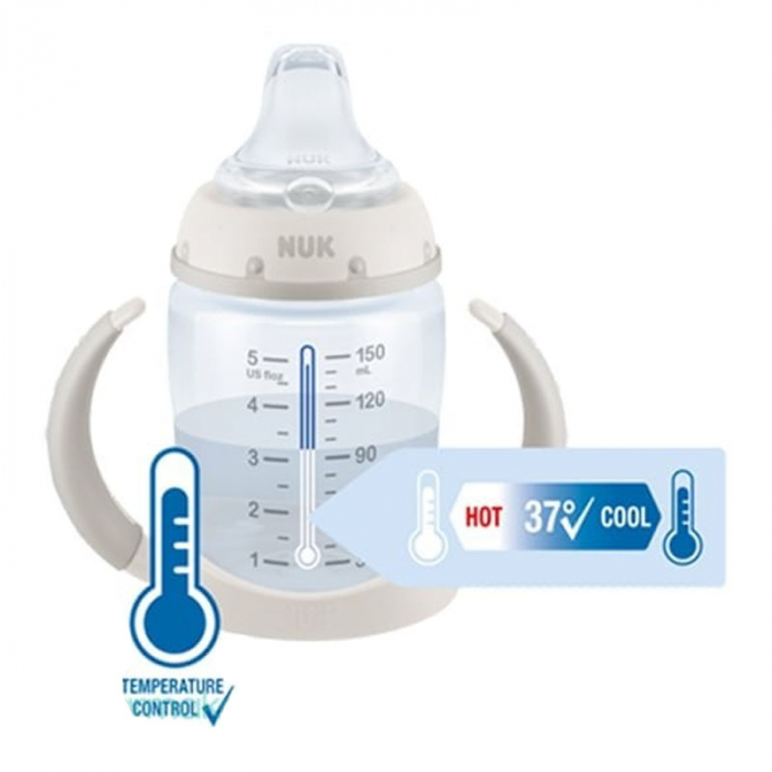 Biberon cu cioc, manere si termometru 150 ml Nuk First Choice Learner Bottle 743943, Mov [2]