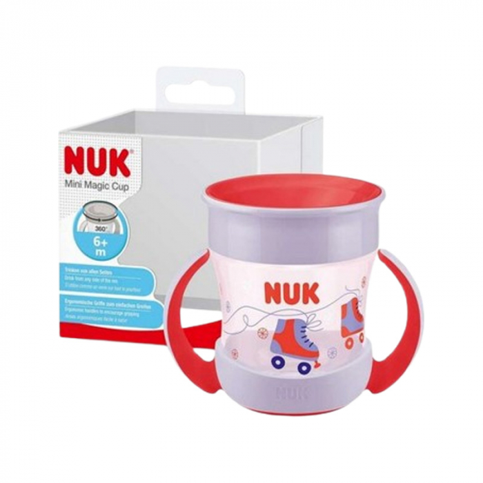 Biberon cu manere si sistem anti curgere 360°, 160 ml Nuk Mini Magic Cup, 751278R, Mov [2]