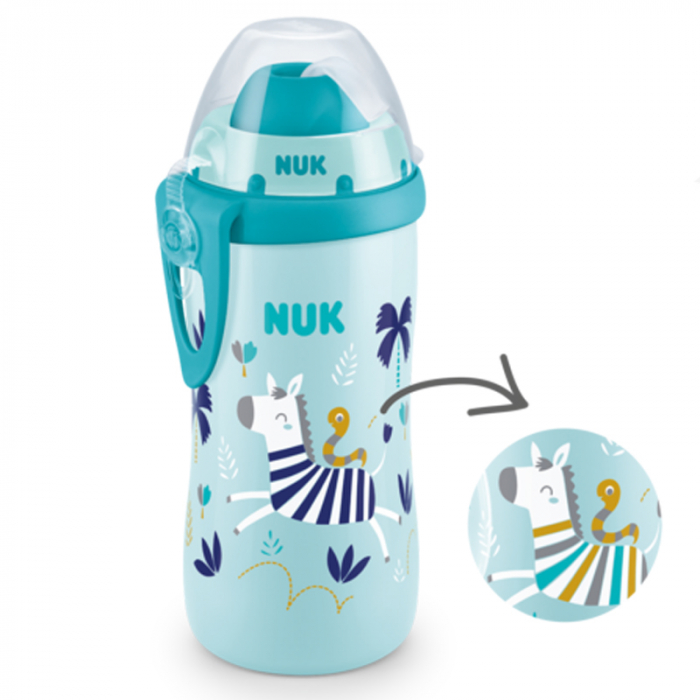 Biberon cu pai 300 ml Nuk First Choice Flexi Cup 255575-1, Albastru [2]