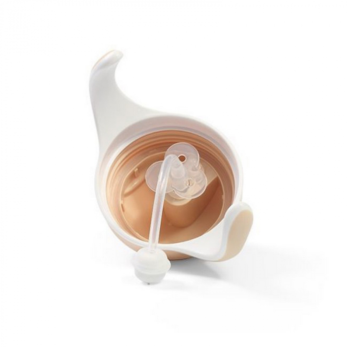 Biberon cu pai si manere 240 ml BabyOno Sippy Cup 1464/04, Crem [6]