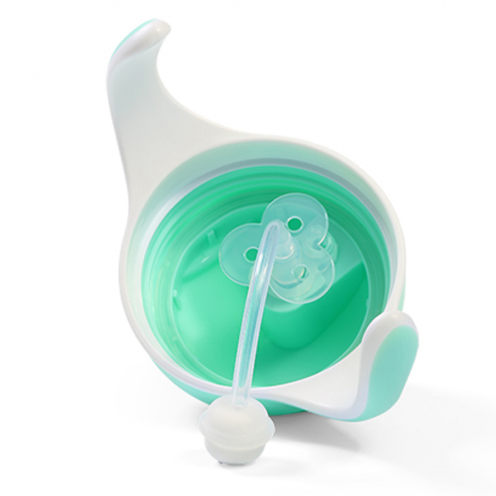 Biberon cu pai si manere 240 ml BabyOno Sippy Cup 1464/03, Turcoaz [3]