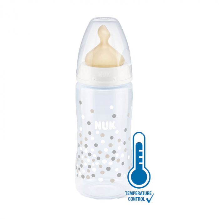 Biberon cu tetina din latex si termometru 300 ml Nuk First Choice+ 741927-3, Alb [3]