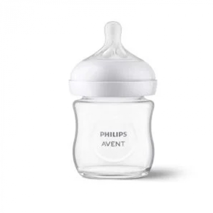 Biberon din sticla cu tetina din silicon ca sanul mamei 120 ml Philips Natural Response SCY930/01A, Alb [3]