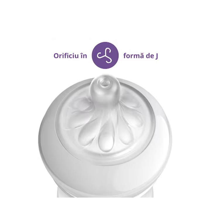 Biberon din sticla cu tetina din silicon ca sanul mamei 120 ml Philips Natural Response SCY930/01A, Alb [2]