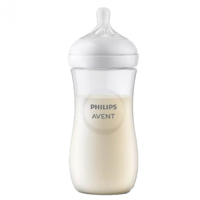 Biberon cu tetina din silicon 330 ml Philips Natural Response SCY906/01, Transparent [2]