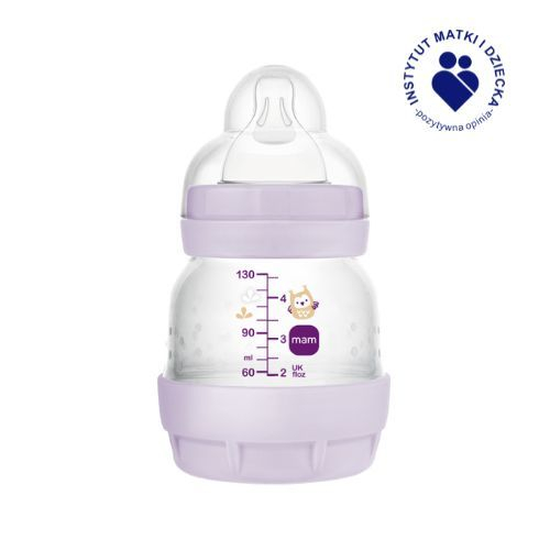 Biberon cu tetina din silicon 130 ml MAM Perfect Start Anti-Colic 851087, Mov [2]